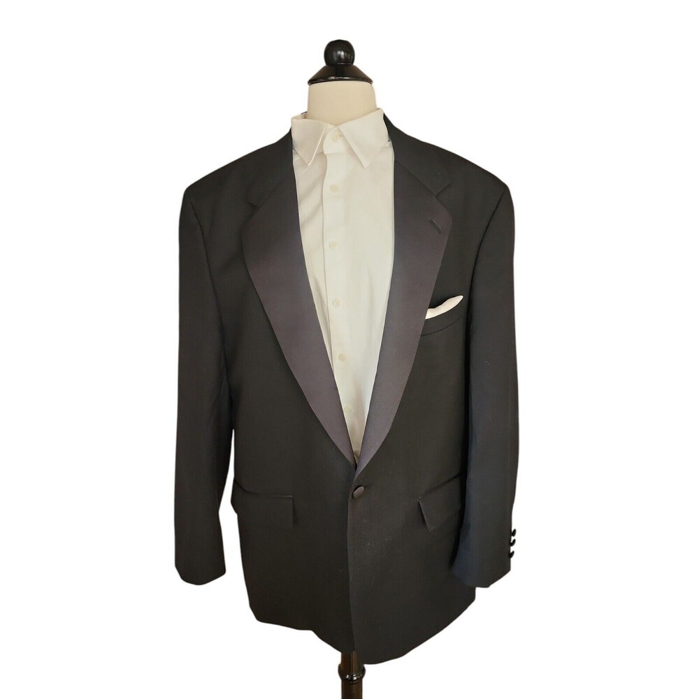Brooks Brothers Tuxedo Jacket Men's Size 45L Vintage '97 Black Tie Wedding *Flaw